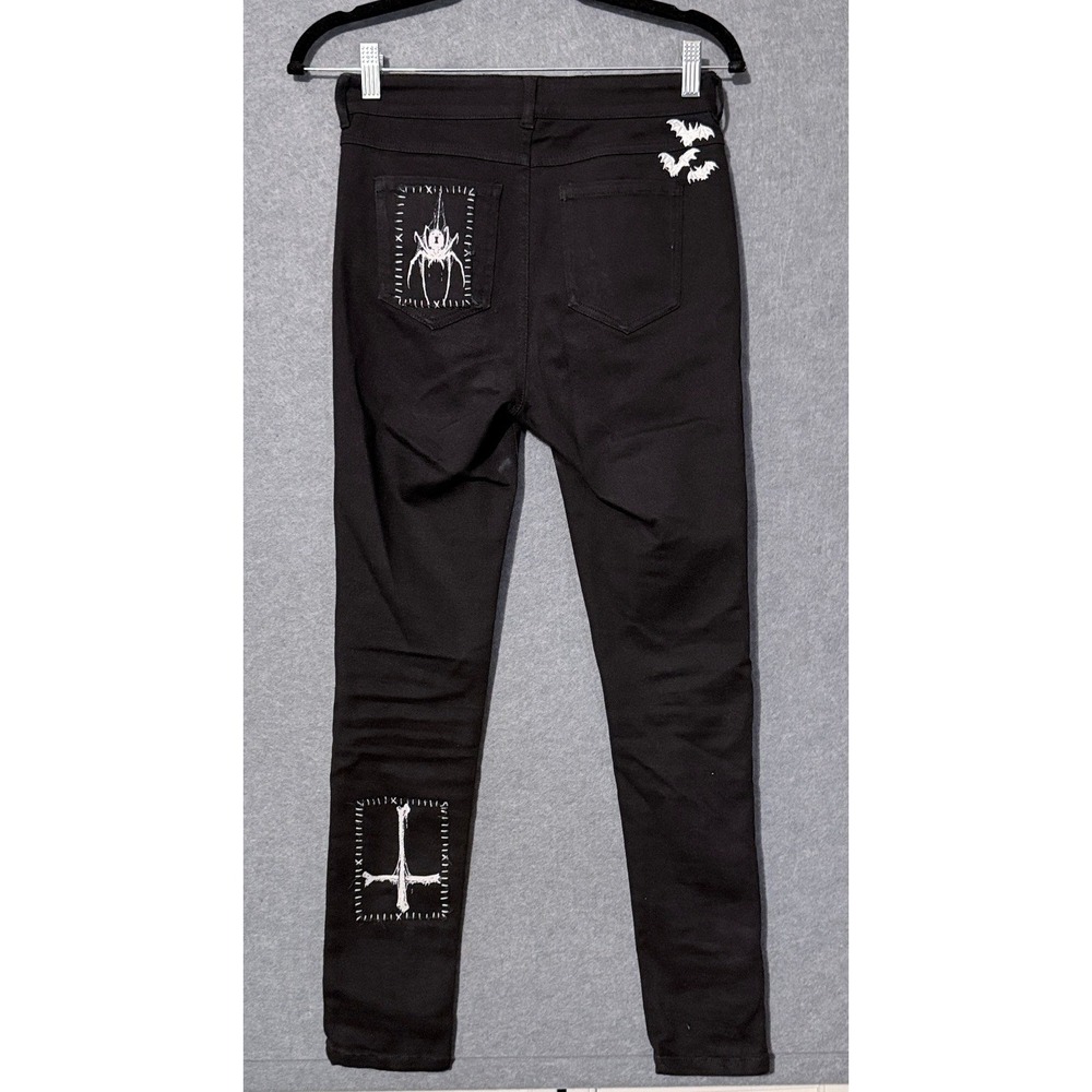 Widow Dolls Kill Black Lace Up Skinny Pants M Gothic Metalcore Grunge Witchy Alt - Picture 2 of 8